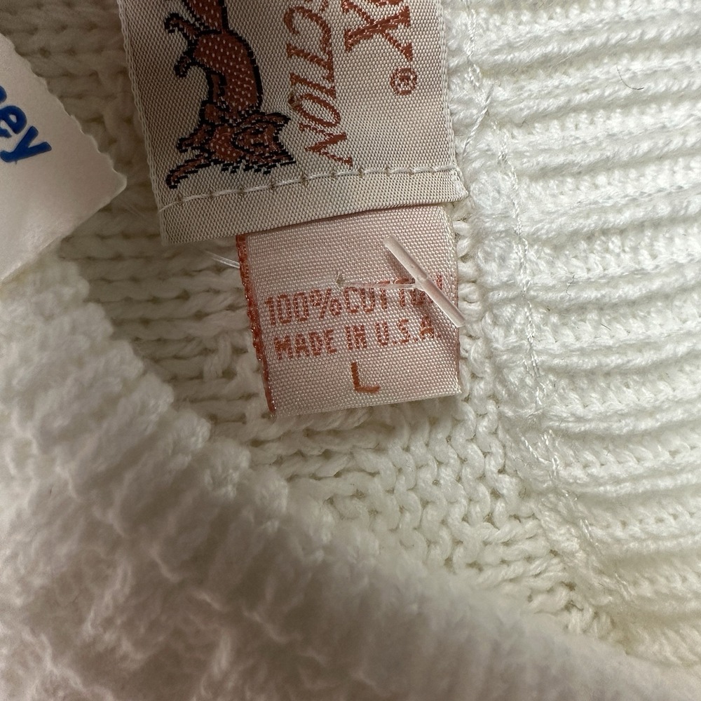 NOS VTG  80s The Fox Collection Sweater White Knit Crewneck USA Mens L Nautical - Picture 4 of 11